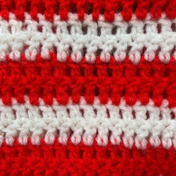 Hand-Crocheted Red White Striped Infant Cardigan Sweater Teddy Bear Buttons - Picture 5 of 6